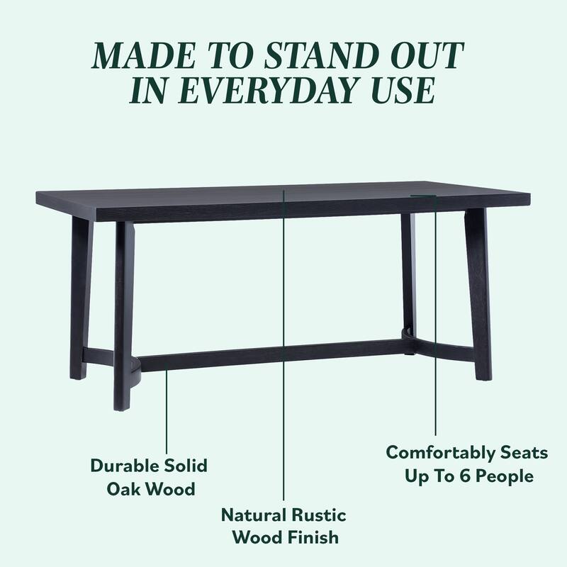 Middlebrook Rustic Solid Oak Wood 70-inch Rectangle Dining Table