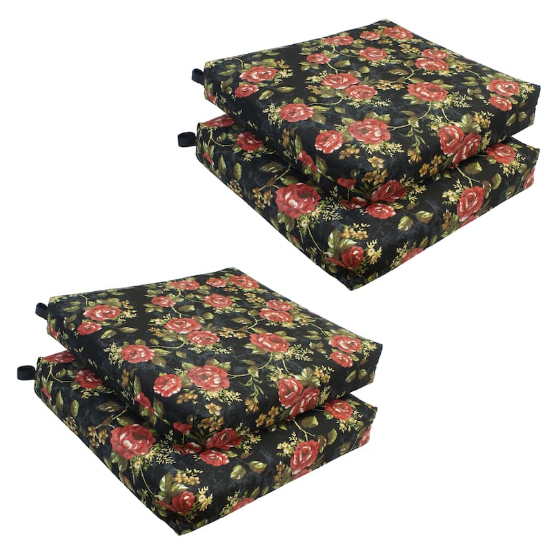 20-inch by 19-inch Indoor Chair Cushion (Set of 1, 2, or 4) - 20 x 19 - Set of 4 - Midnight Rose