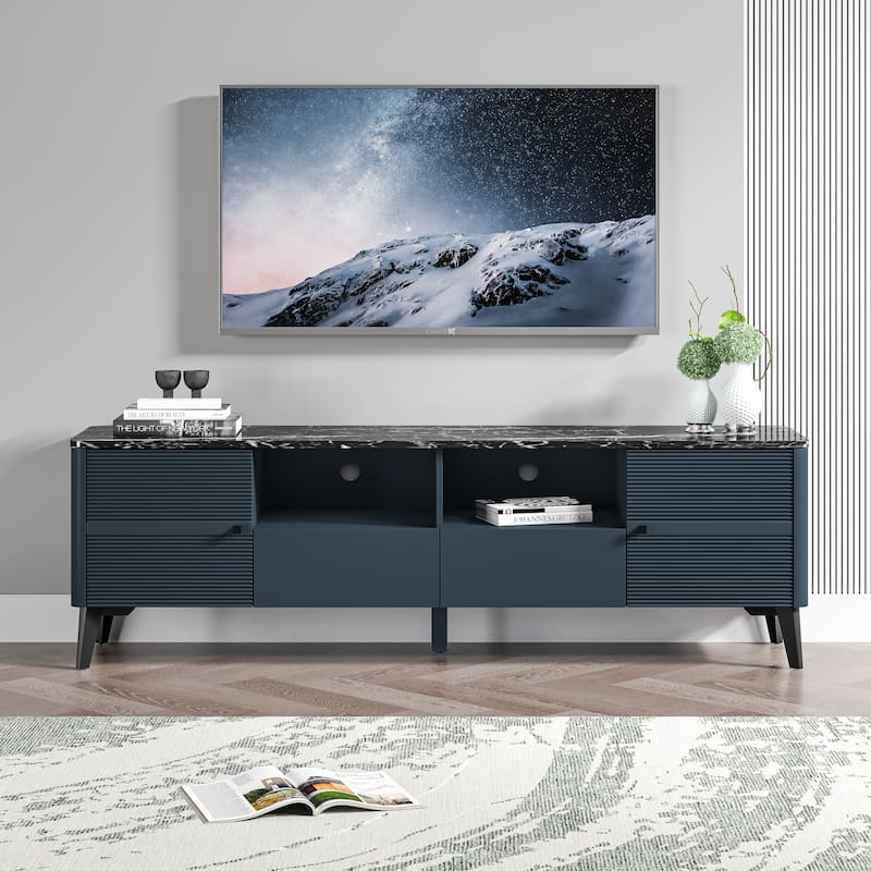 Stylish 70-Inch TV Stand with Marble-Printed Top - 70" in Width