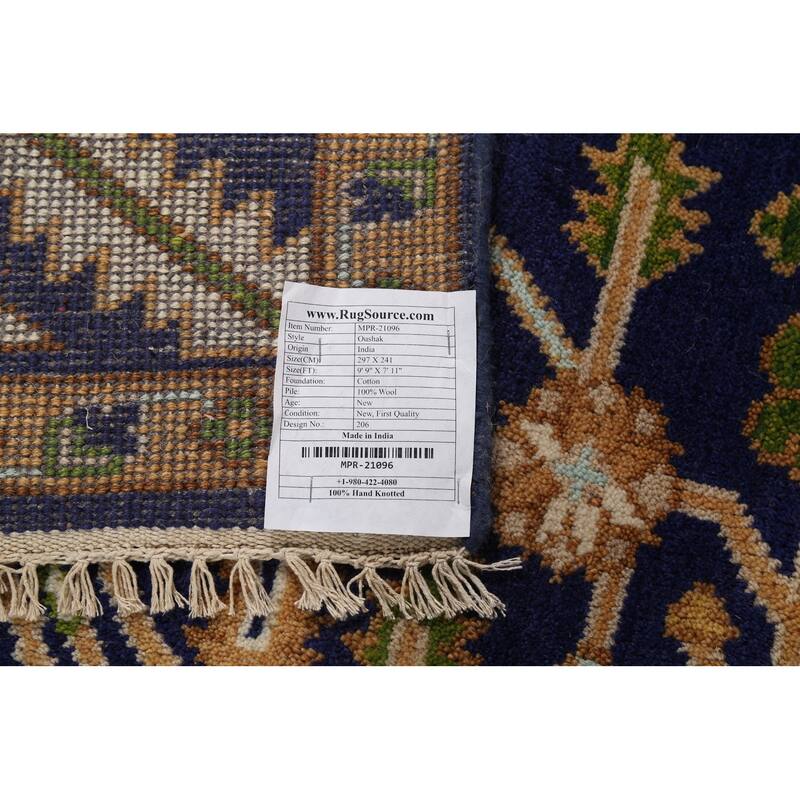 All-Over Blue Oushak Oriental Area Rug Handmade Wool Carpet - 7'11"x 9'9"
