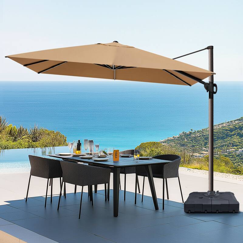 Outdoor Patio 9 FT x 11.5 FT Cantilever-Offset Umbrella with Wheel Base