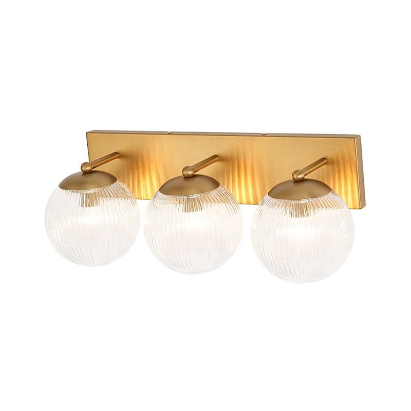 Glam 3-Light Dew-like Ribbed Glass Globe Vanity Light - 22.1 in