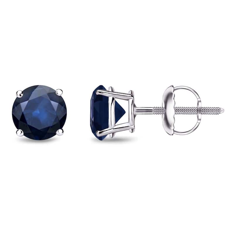 Auriya 14k Gold Round Sapphire Stud Earrings 1ctw - White