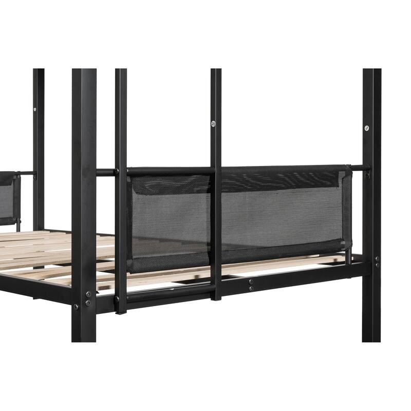 Metal Twin over twin bunk bed with Trundle/ Sturdy Metal Frame