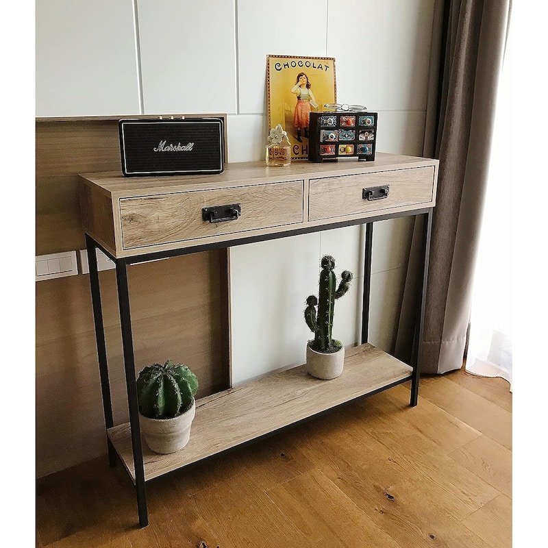 Roomfitters 2 Drawer Entryway Console Table for Hallway Foyer