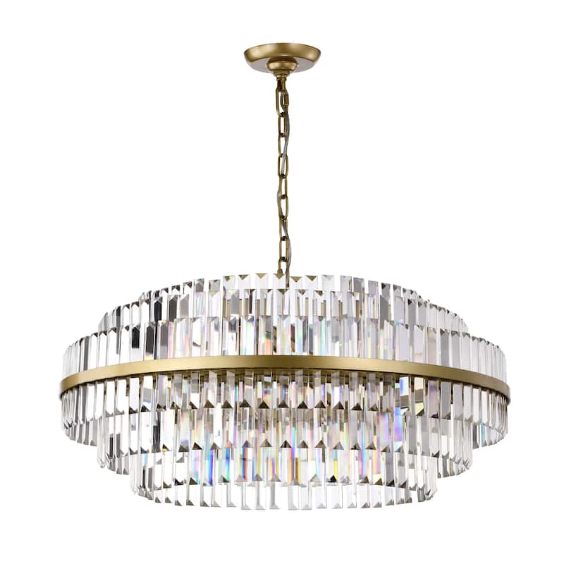Remington Glam Tiered Crystal Chandelier - 10-Light 32in/4-Light 20in, Champagne Gold with Adjustable Chain, E12 Dimmable