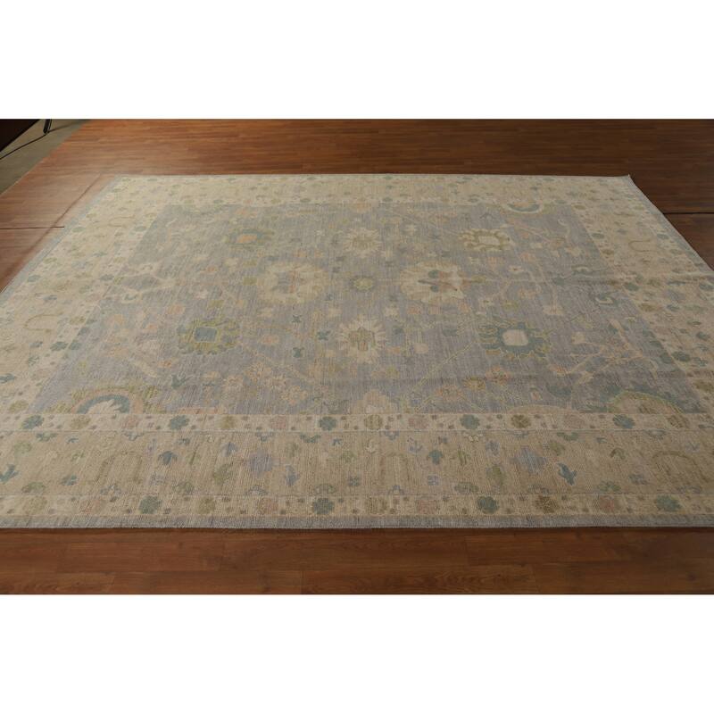 Hand Knotted Oriental 100% Wool Carpet Transitional All-Over Greys & Charcoal Oushak Area Rug - 10' 0'' X 8' 1''