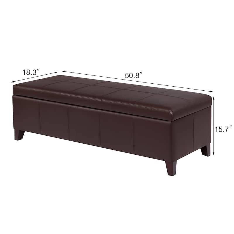 Adeco Faux Leather Storage Ottoman Bench for Bedroom