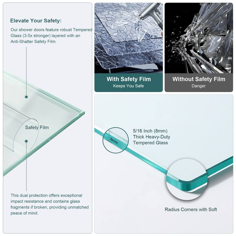 Diamond-shaped Corner Shower Door, Stainless Steel Frame & Handles