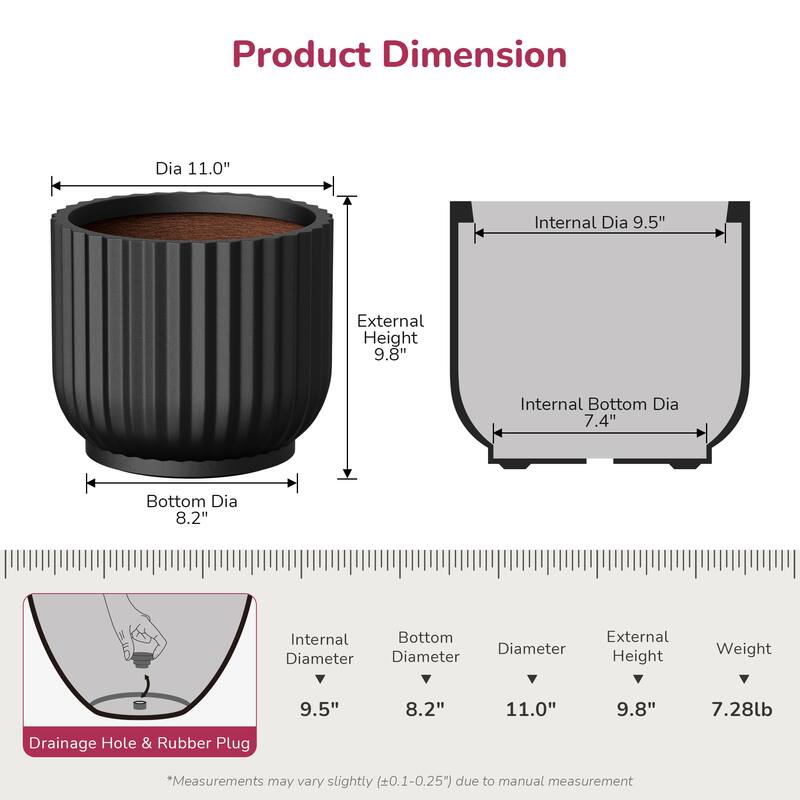 Enhanced Interior Round Concrete Plant Pot Flower Planter