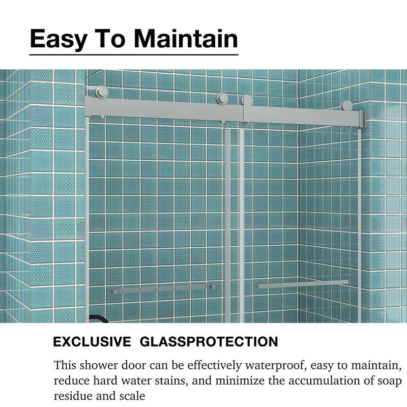 48/60/72 in. W Sliding Frameless Shower Door in Chrome with Tempered glass