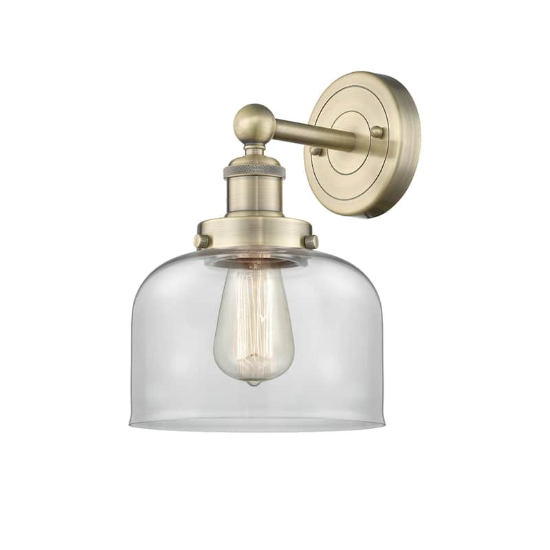 Innovations Lighting 616-1W-10-7-L Bell Sconce Bell 10" Tall Wall - Antique Brass / Clear