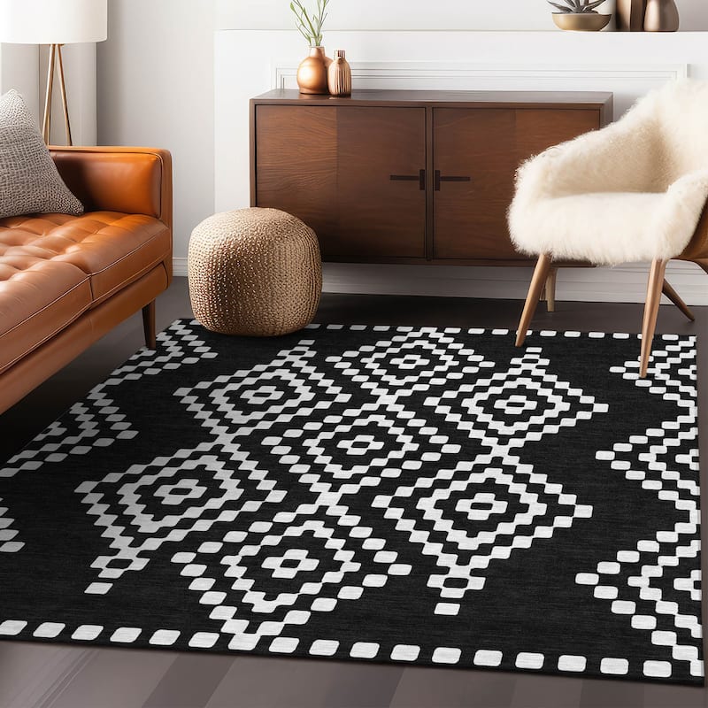 Machine Washable Indoor/ Outdoor Chantille Moroccan Boho Rug
