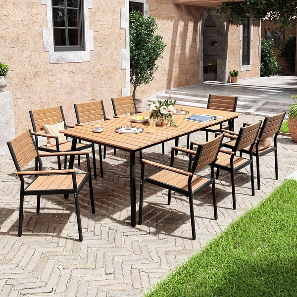 VredHom 9-Piece Outdoor Patio Dining Table Set with VredHom 9-Piece Outdoor Patio Dining Table Set with