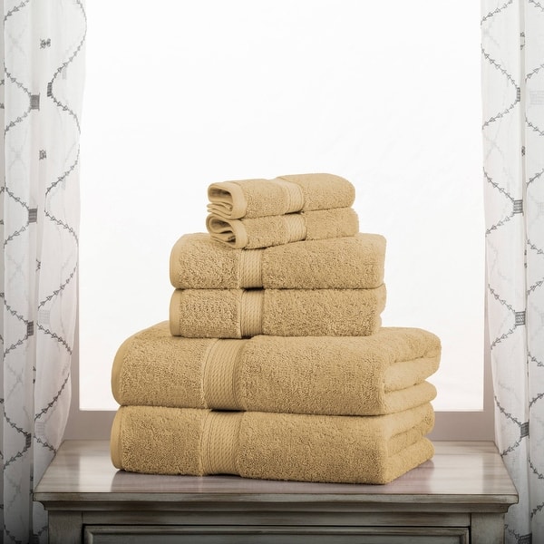 Superior Egyptian Cotton Pile Heavyweight 6-Piece Towel Set - 6-Piece Set - Toast