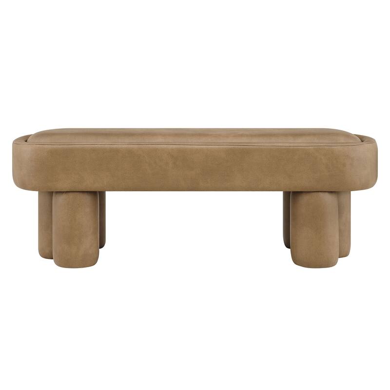 Mossi 52-Inch Oval Vegan Leather Bench