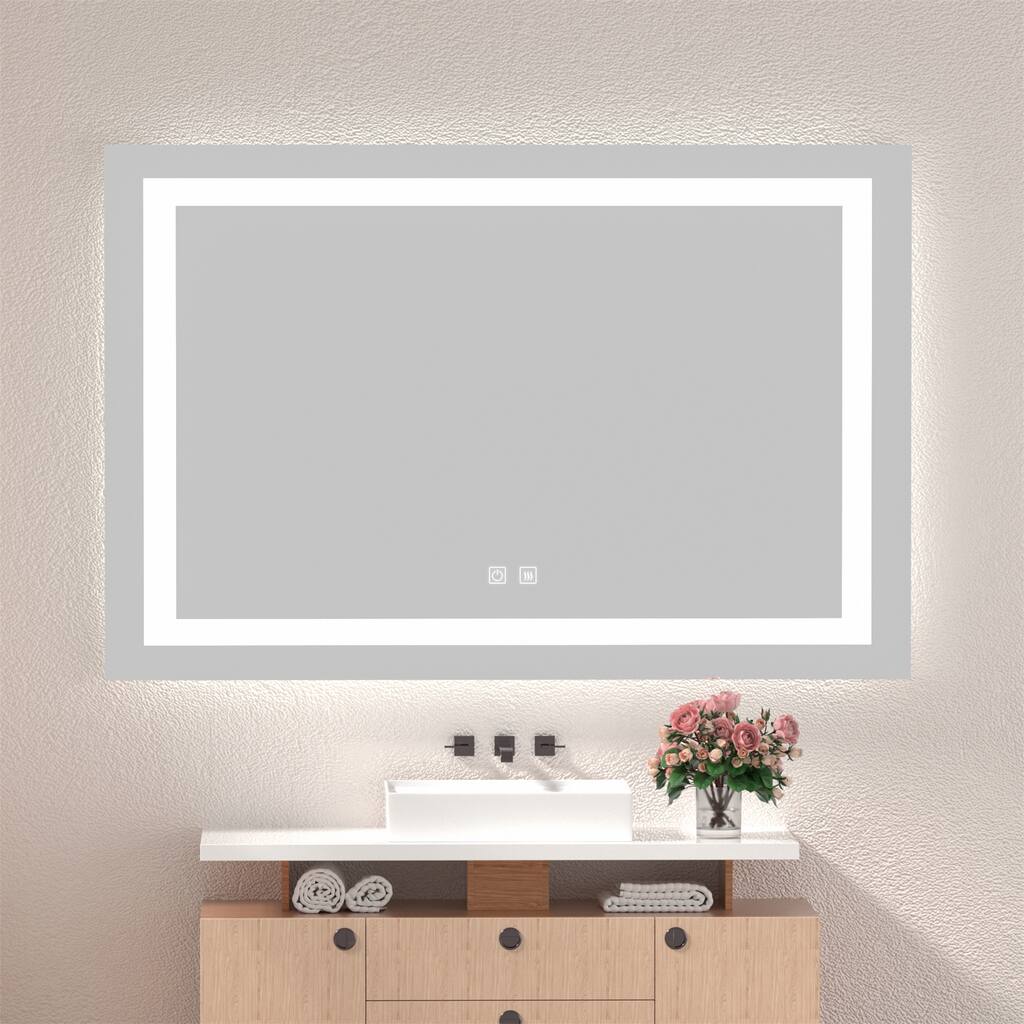 Bathroom Vanity LED Lighted Mirror, 36x48 in. Smart Dimmable Mirror