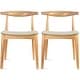 preview thumbnail 42 of 58, Set of 2 Kennedy Elbow Chairs Farmhouse Wooden Dining Chairs With PU Leather Or Fabric Cushion Seat, Modern Accent Side Chairs Natural Wood + Beige Fabric Seat