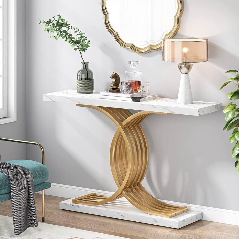 Gold Entryway Table Modern 39-Inch Console Table Accent Table