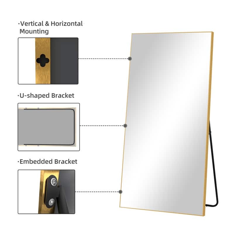Full Length Free Standing Body Mirror Metal Framed Wall Mirror Large Floor Mirror