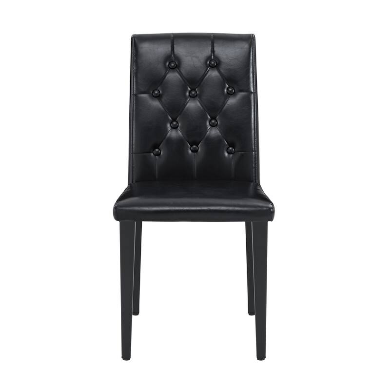 Modern PU Dining Chair with Ergonomic Buckle Backrest and Adjustable Non-Slip Feet, for Restaurants, 4-Piece Set