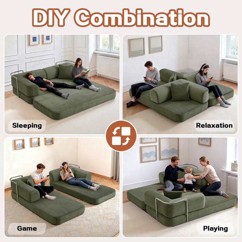 Floor Couch,Compressed Sofa,Convertible Floor Sofa Bed,Enhanced Frame stability,Comfy Couch Lounge Sleeper Bed