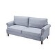 preview thumbnail 6 of 14, Eucalyptus Wood Modern Linen 3-Seat Sofa with Rolled Arms and Solid Robber Legs