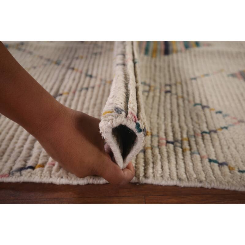 All-Over Trellis Moroccan Oriental Area Rug Hand-Knotted Wool Carpet - 5'11"x 9'5"