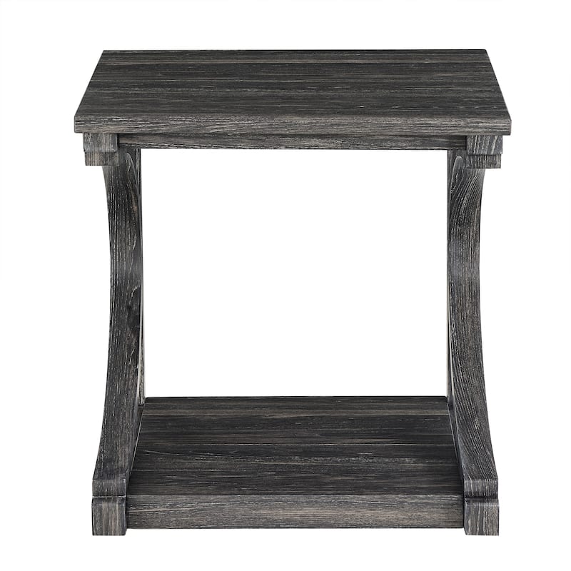 Unique Solid Wood Coffee Table with Storage Shelf