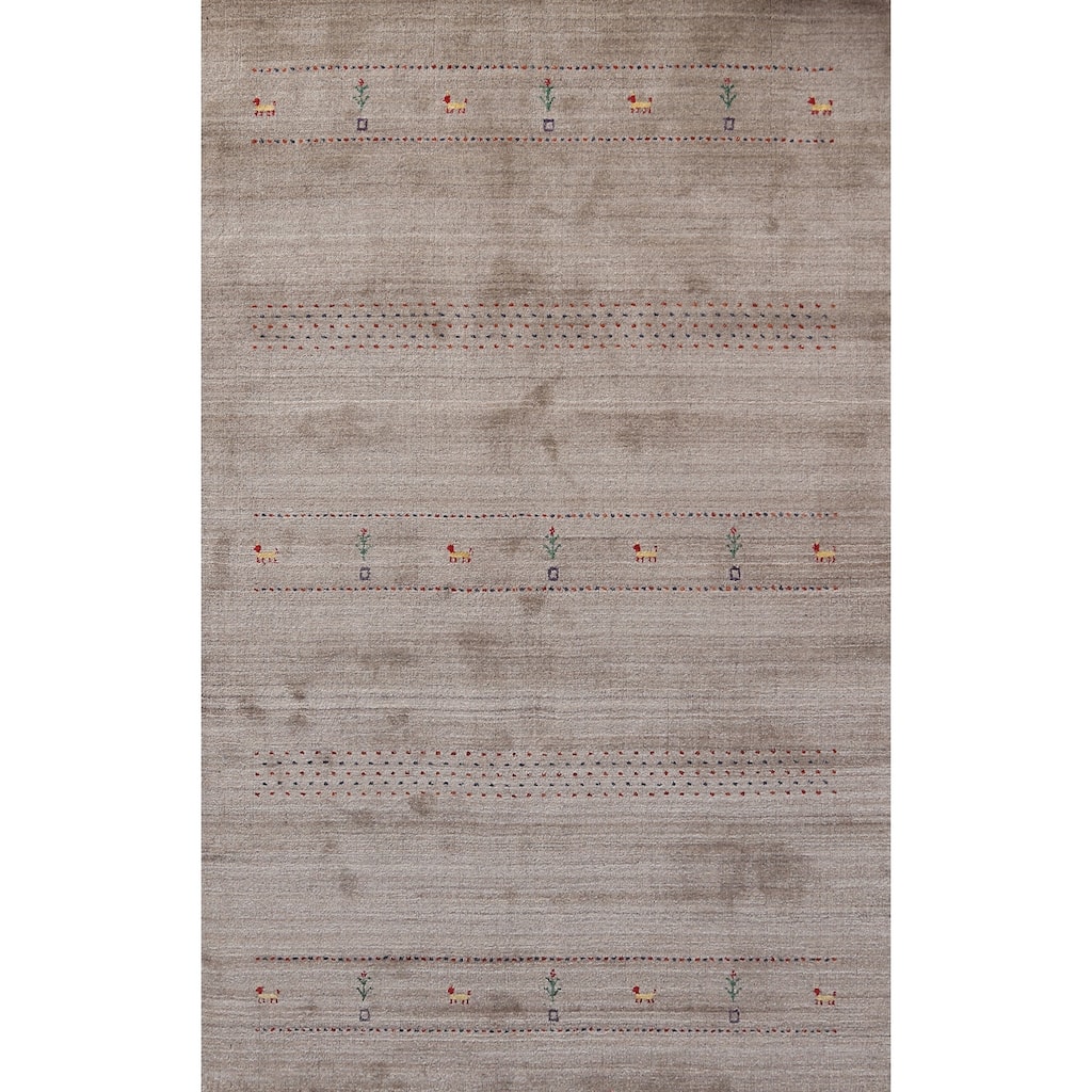 Gabbeh Indian Area Rug Handmade Multi-Color Wool Carpet - 5'0" x 7'9"