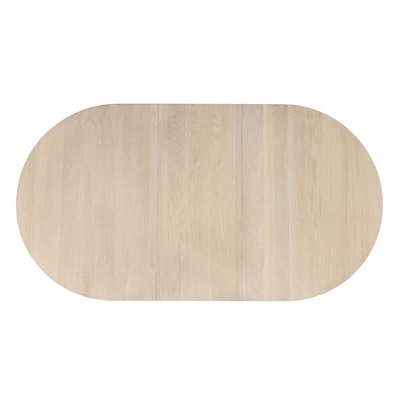Furniture of America Zailen Mid-Century Modern White Oak 78-inch Solid Wood Expandable Dining Table