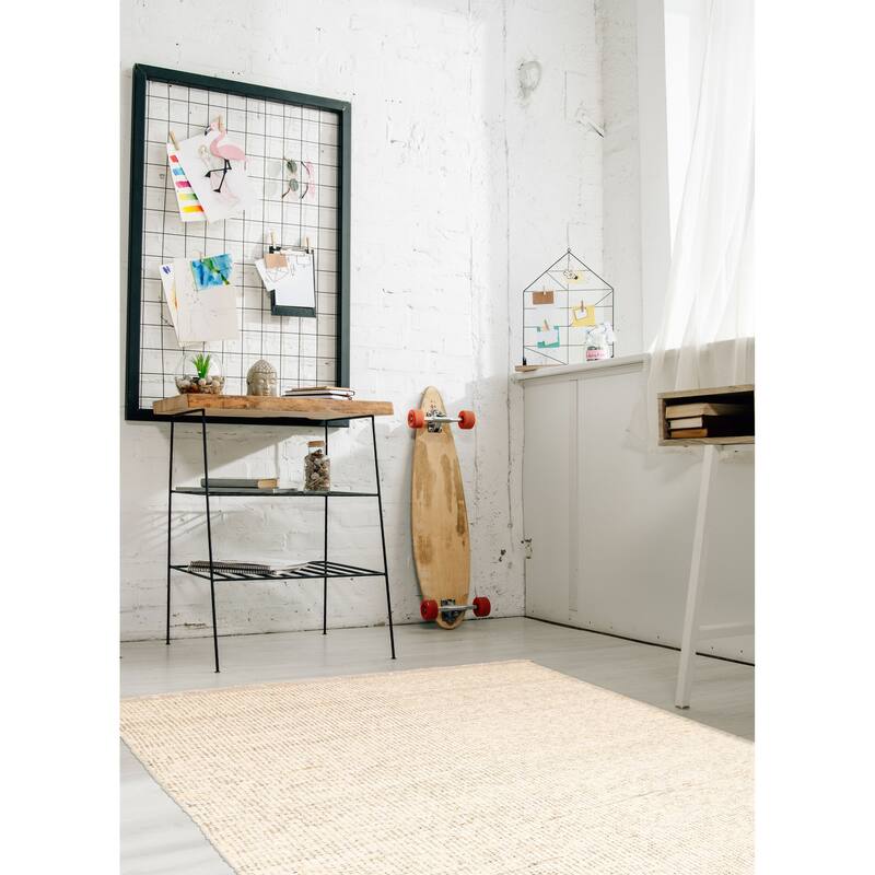 ECARPETGALLERY Braid weave Sienna Cream Wool Rug - 5'2 x 7'4