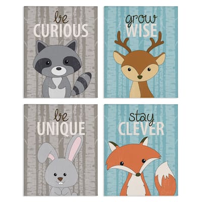Stupell Inspiring Whimsical Animals Canvas Wall Art Design By Kim Allen (Set of 4)