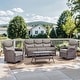 preview thumbnail 14 of 101, Outdoor Sofa with 6-Inch Thick Cushions Furniture for Porch 4PCS Sofa w/ Swivel Chair Table - Brwon Wicker Grey Cushion