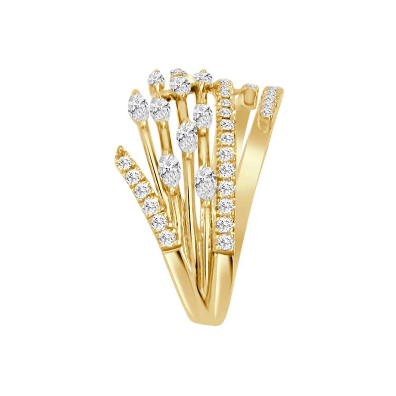 Auriya 14k Gold Lab Grown Marquise and Round Diamond Feather Bypass Ring 0.60 ct. tw. (F-G, VS)