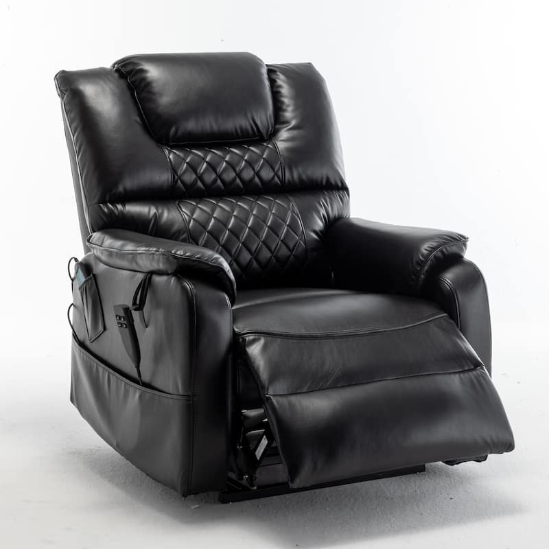 Beige Oversized Electric Recliner with OKIN Motor and 180° Lay Flat