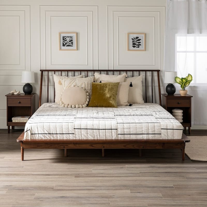 Walker Edison Blaney Solid Wood Spindle Platform Bed