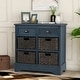 preview thumbnail 42 of 48, 28” Farmhouse Solid Wood Storage Cabinet with Two Drawers and Four Rattan Baskets