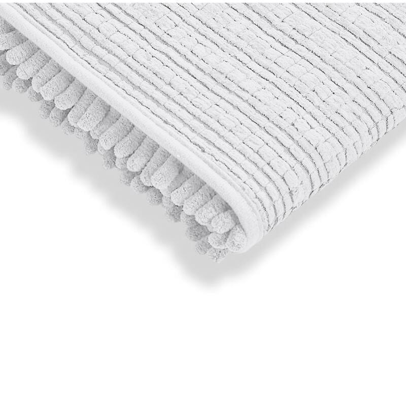2 Piece Set White Soft Cozy Plush Chenille Bath Mat Bathroom Rug