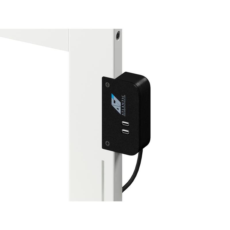 White Solid Wood King Headboard with Modern Low Panel Design and Built-In USB Charging Port