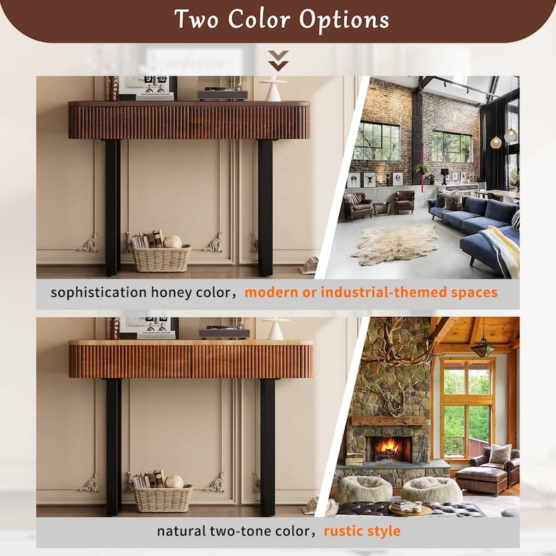 Retro Minimalist Console Table with Storage for Entryway Hallway