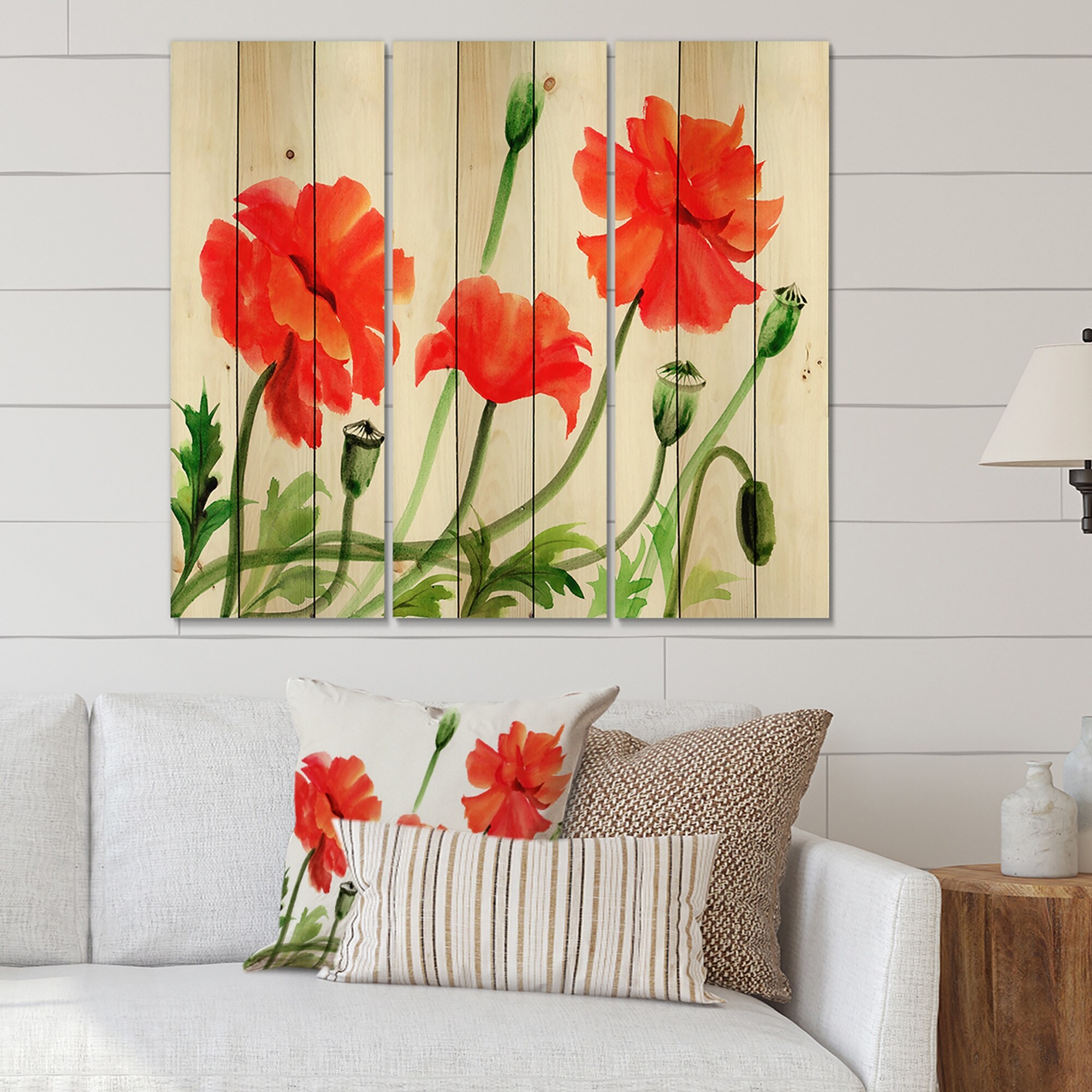 Designart 'Vintage Red Poppies III' Traditional Print on-image