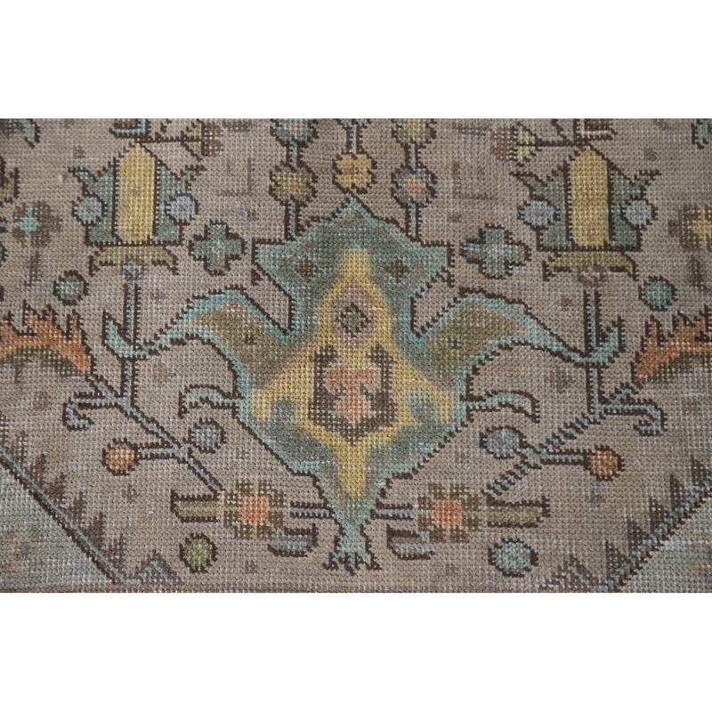Hand Knotted Oriental 100% Wool Carpet Traditional Medallion Greys & Charcoal Tabriz Area Rug - 11' 2'' X 7' 11''