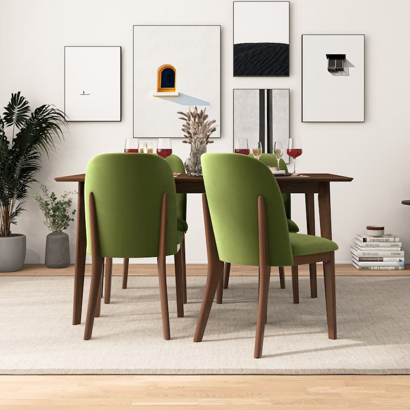 Bellar Mid Century Modern Linen/Velvet Dining Chair (Set of 2)