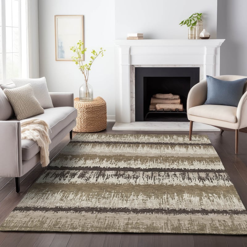 Machine Washable Indoor/ Outdoor Abstract Ombre Chantille Rug