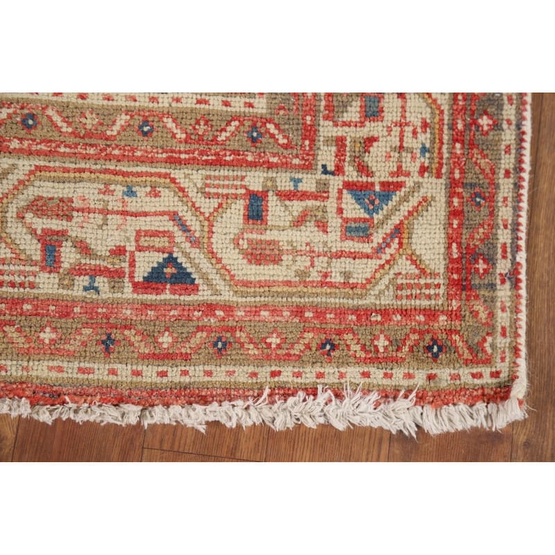Geometric Botemir Persian Vintage Runner Rug Handmade Wool Carpet - 3'6" x 10'2"
