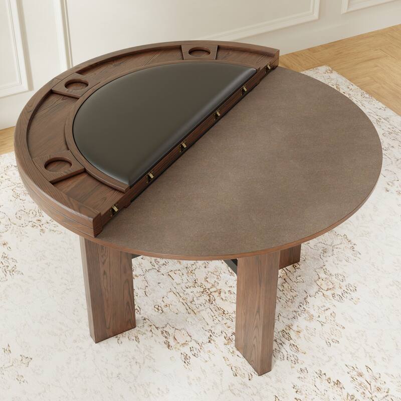 Holliday 48-inch Dining and Poker Game Set in Walnut Finish