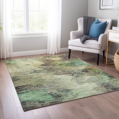 Machine Washable Indoor/ Outdoor Chantille Abstract Watercolor Rug