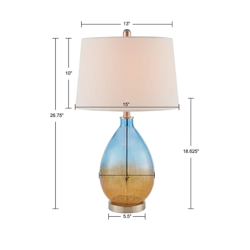 27" Modern Curved Colored Glass Table Lamp (Set of 2)
