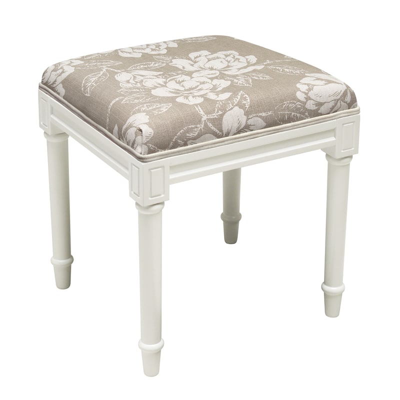 Taupe Magnolia Vanity Stool with White Frame